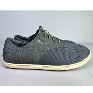 OluKai Nohea Moku Mens Grey Mesh Boat Shoes Slip On Sneakers Size 10